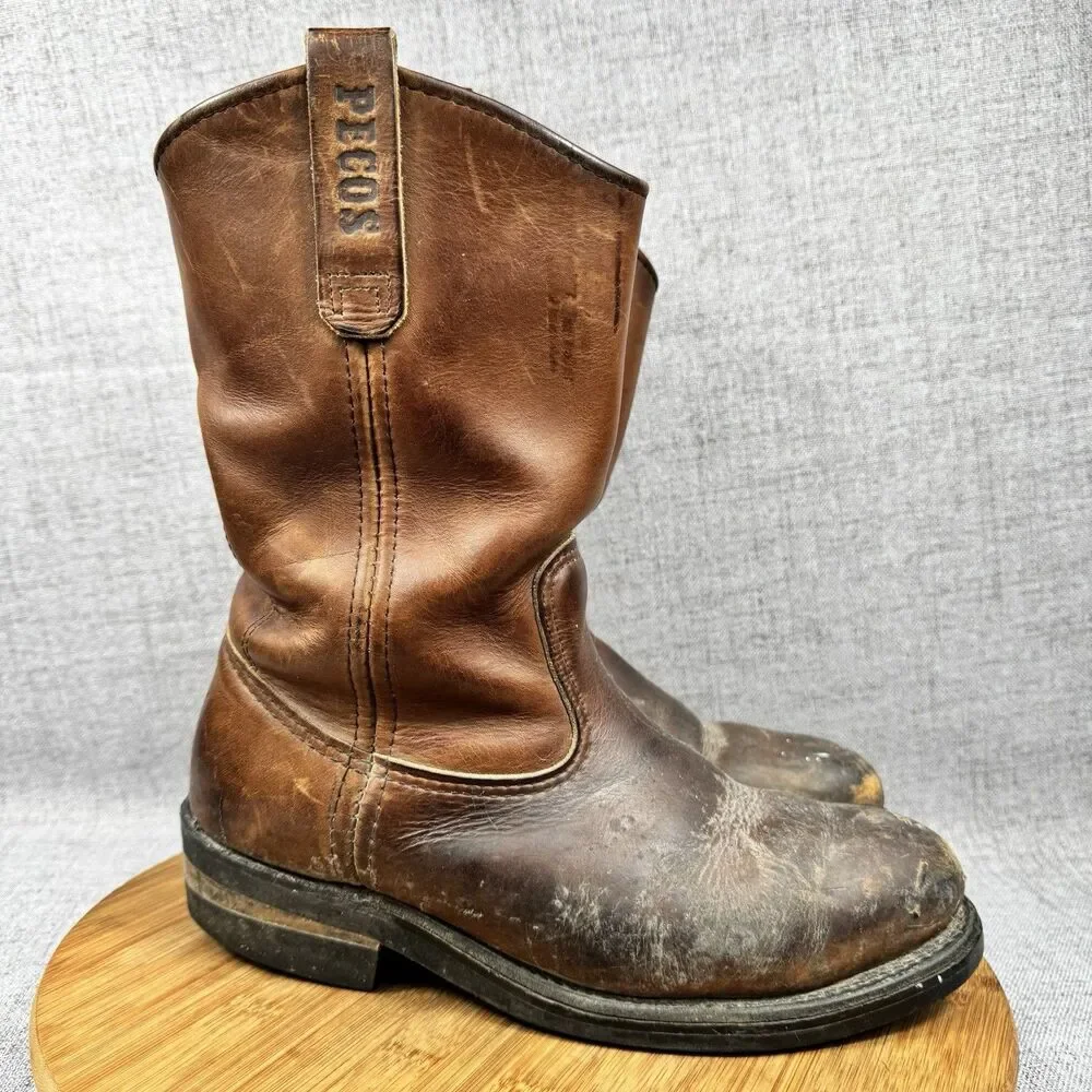 Red Wing Pecos Boots Men's 7.5 D Pull On Leather Work